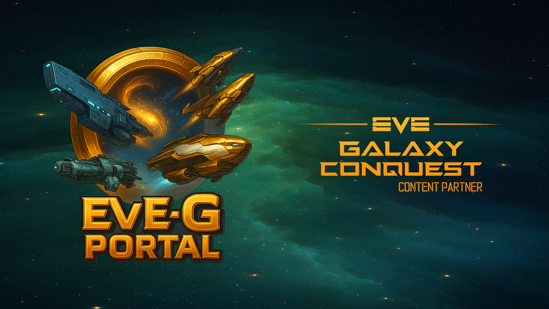 EveGalaxy Portal : l'emblème EVE-G et le titre Content Partner d'EVE Galaxy Conquest